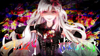 Anime girl white hair black - cybernetic free wallpaper
