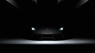 Black sports car dark room 18 - the front free wallpaper