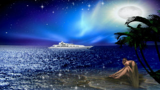 Woman beach ocean blue sky - dreamlike free wallpaper