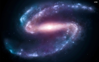 Spiral galaxy bright blue pink 2 - a pink center free wallpaper