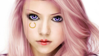 Woman pink hair nose ring - her nose free wallpaper