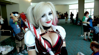 Woman cosplay baseball bat crowd - cosplay free wallpaper for desktop