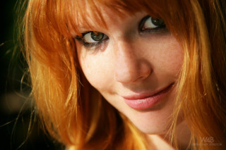 Redhair greeneyes freckles cellphone portrait - freckle free wallpaper