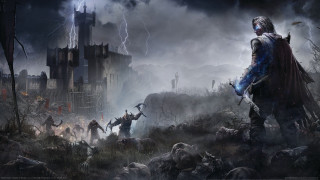 Man blue robe zombies castle - lightning free wallpaper for desktop