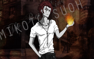 Man holding fire city street - his hand in free wallpaper