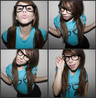 Silly woman glasses tongue out - her tongue free wallpaper for tablet