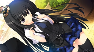 Girl black hair black dress 2 - a street free wallpaper for desktop