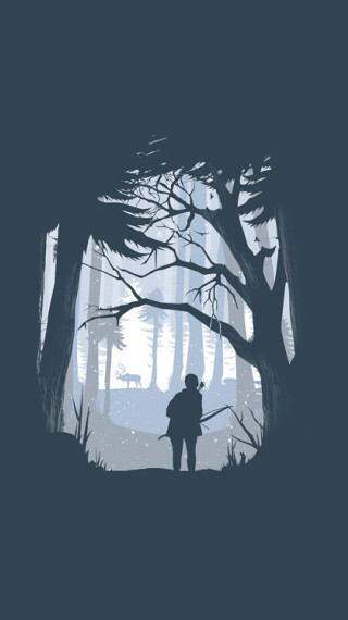 Person deer woods forest trees - a backpack free wallpaper for mobile