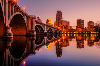 Bridge river city night lights 23 - a reflection free wallpaper for desktop