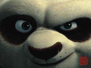 Panda bear big eyes smile - the upper corner free wallpaper