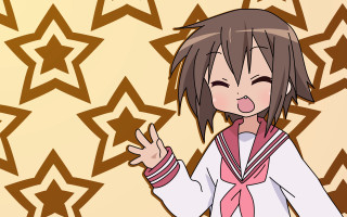 Cartoon girl pink scarf star - a cartoon girl free wallpaper