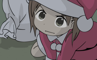 Girl santa hat lying hand - her eye free wallpaper