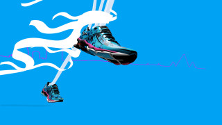 Sneakers flying blue background white - the bottom of the shoe free wallpaper