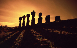 Moai hill cloudy sky sunset - the sun setting free wallpaper for desktop