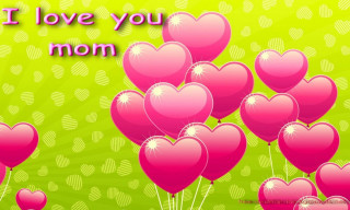 Pink hearts green background i - m free wallpaper