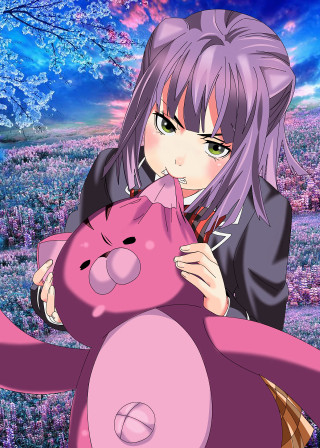 Girl pinkteddyflower skytrees urban cherry - a girl holding free wallpaper for mobile