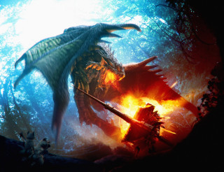 Dragon attacking demon forest fire 3 - fire free wallpaper
