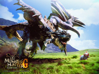 Monster hunter attacking cow field - akihiko yoshida free wallpaper