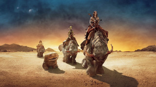 Elephants desert people riding dog 2 - the desert free wallpaper