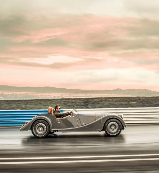 Vintage car driving road sky - a road free wallpaper for tablet