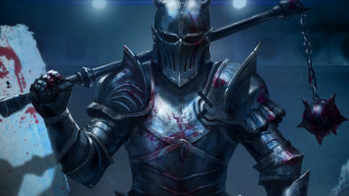 Knight sword chain bloody face - his face and chest free wallpaper