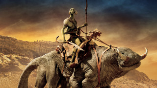 Man elephant riding woman rock - ed binkley free wallpaper