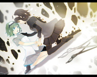 Anime couple kissing scissors blackwhite - scissors free wallpaper