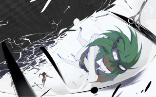 Cartoon character green hair black - a green face free wallpaper