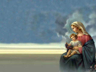 Woman child bird lap painting - her lap free wallpaper