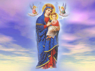 Virgin mary holding child angels 2 - angel free wallpaper