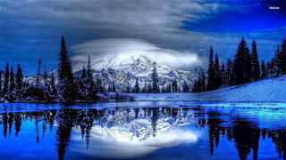 Mountain lake trees cloudy sky 9 - a lake and trees free wallpaper for desktop
