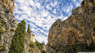 Castle cliff sky clouds trees - el greco free wallpaper