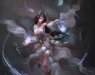 Woman sword wings fantasy scene - a fantasy scene free wallpaper