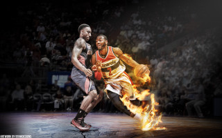 Basketball players flames court spectators - liam brazier free wallpaper