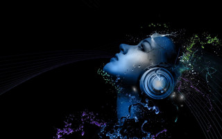 Psychedelic astronaut aurora starry sky - headphone free wallpaper for desktop