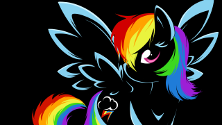 Rainbow colored pony black background - pony free wallpaper