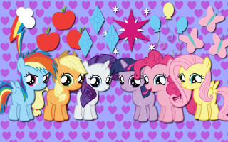 Little ponies purple background hearts - little pony free wallpaper