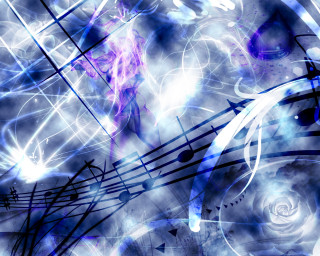 Blue white abstract music notes - musical free wallpaper