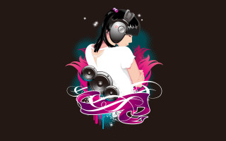 Girl headphones banner design image - headphone free wallpaper