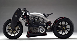 Motorcycle cyberpunk silver black red - a computer rendering free wallpaper