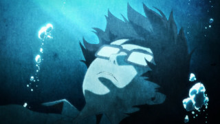 Man black hair glasses water - a fish free wallpaper