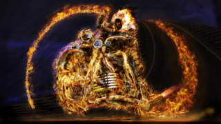 Motorcycle flames dark background blue - flame free wallpaper