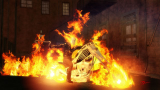 Man fire building hose flames - a fire free wallpaper