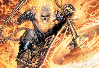 Man motorcycle demon flame riding - a comic book free wallpaper for desktop