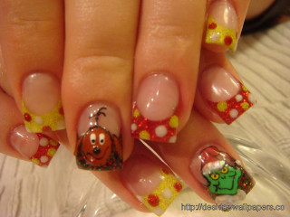 Woman colorful manicure cartoon character - pixel art free wallpaper