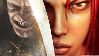 Woman red hair knife demon - a bloody face free wallpaper