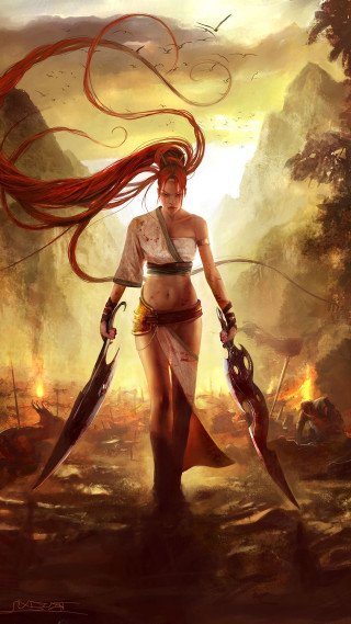 Woman two swords sword in - bayard wu free wallpaper for mobile