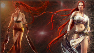 Red haired women swords fantasy - red hair and a sword free wallpaper