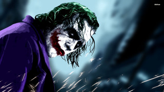 Joker purple shirt green hair - a black tie free wallpaper