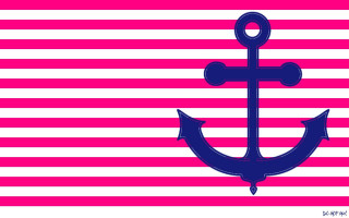 Blue anchor pink white striped 2 - color scheme free wallpaper